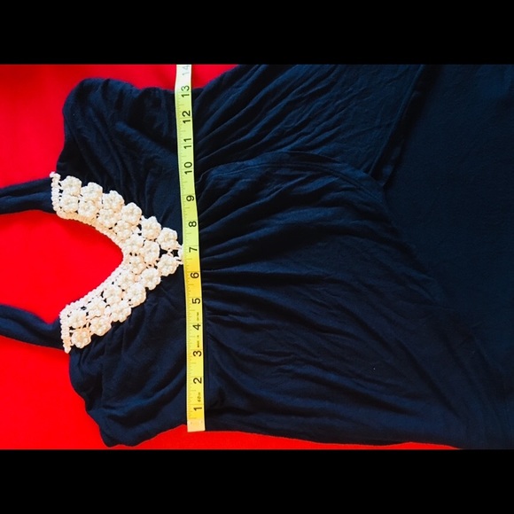 Elegant Navy Blue Halter Top with Pearl Beading - Picture 5 of 7